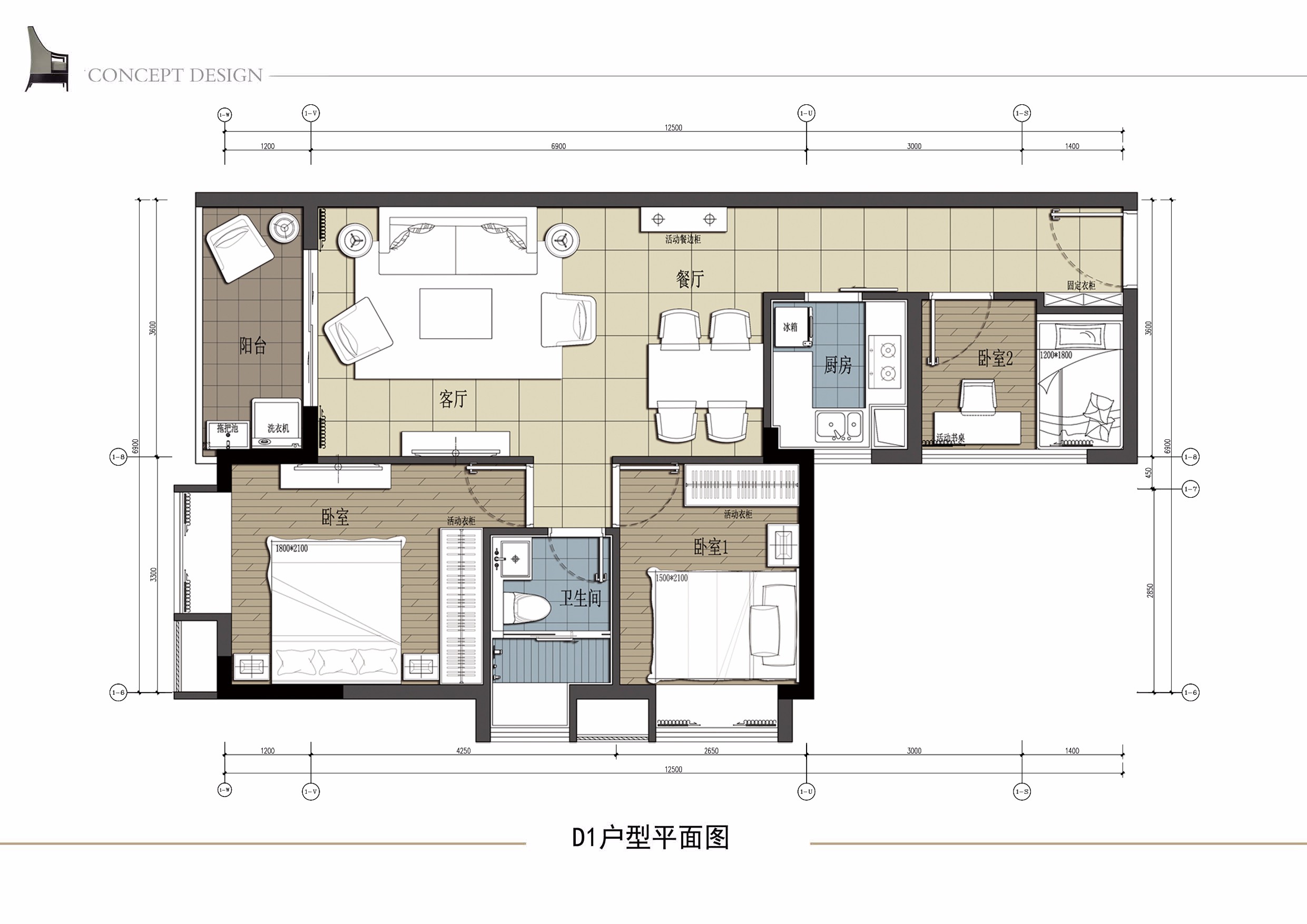 中弘中央广场110㎡新中式两室两厅